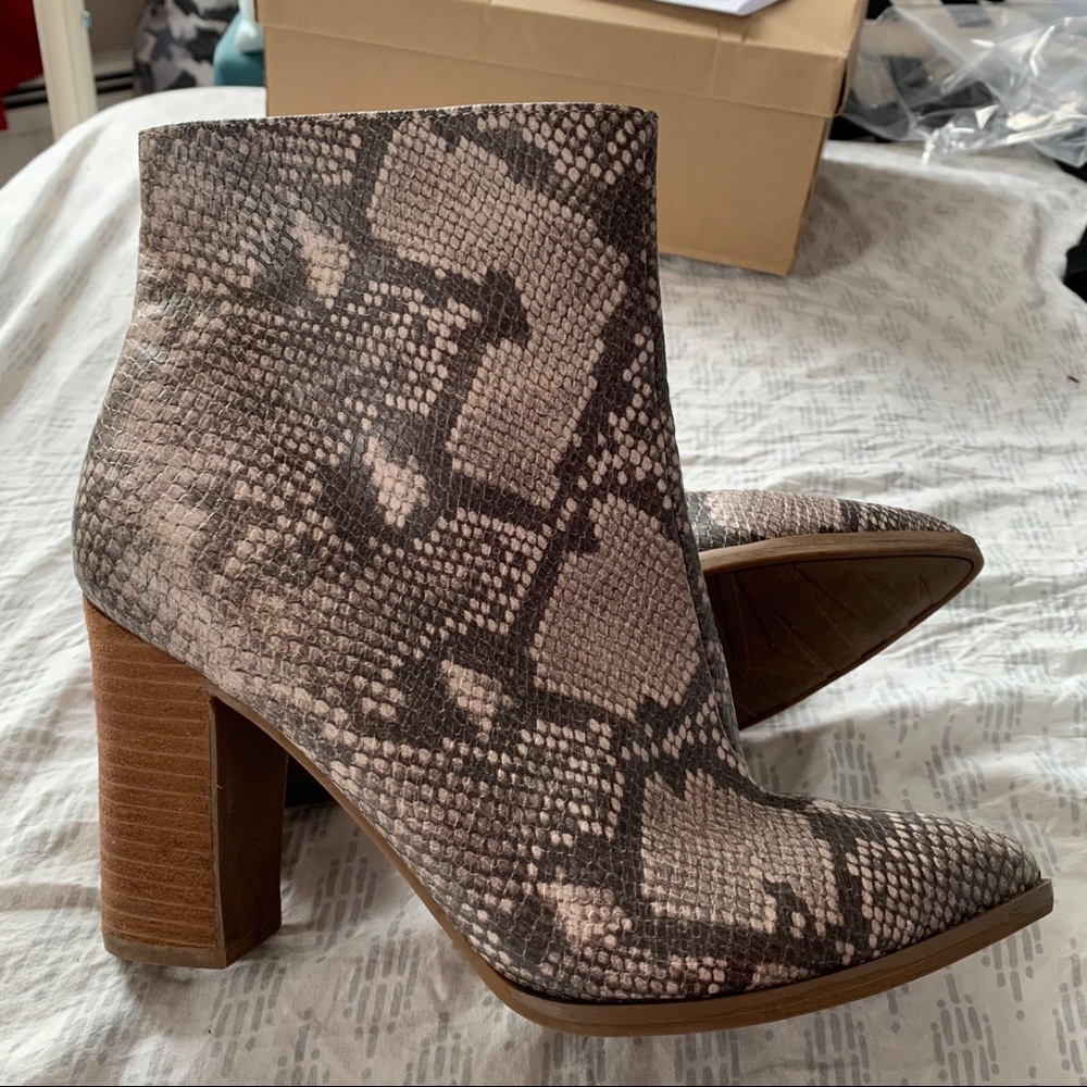 Snake print booties